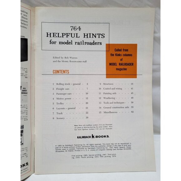 764 Helpful Hints For Model Railroaders Edited By Bob Warren Fifth Printing 1974 - Picture 6 of 7